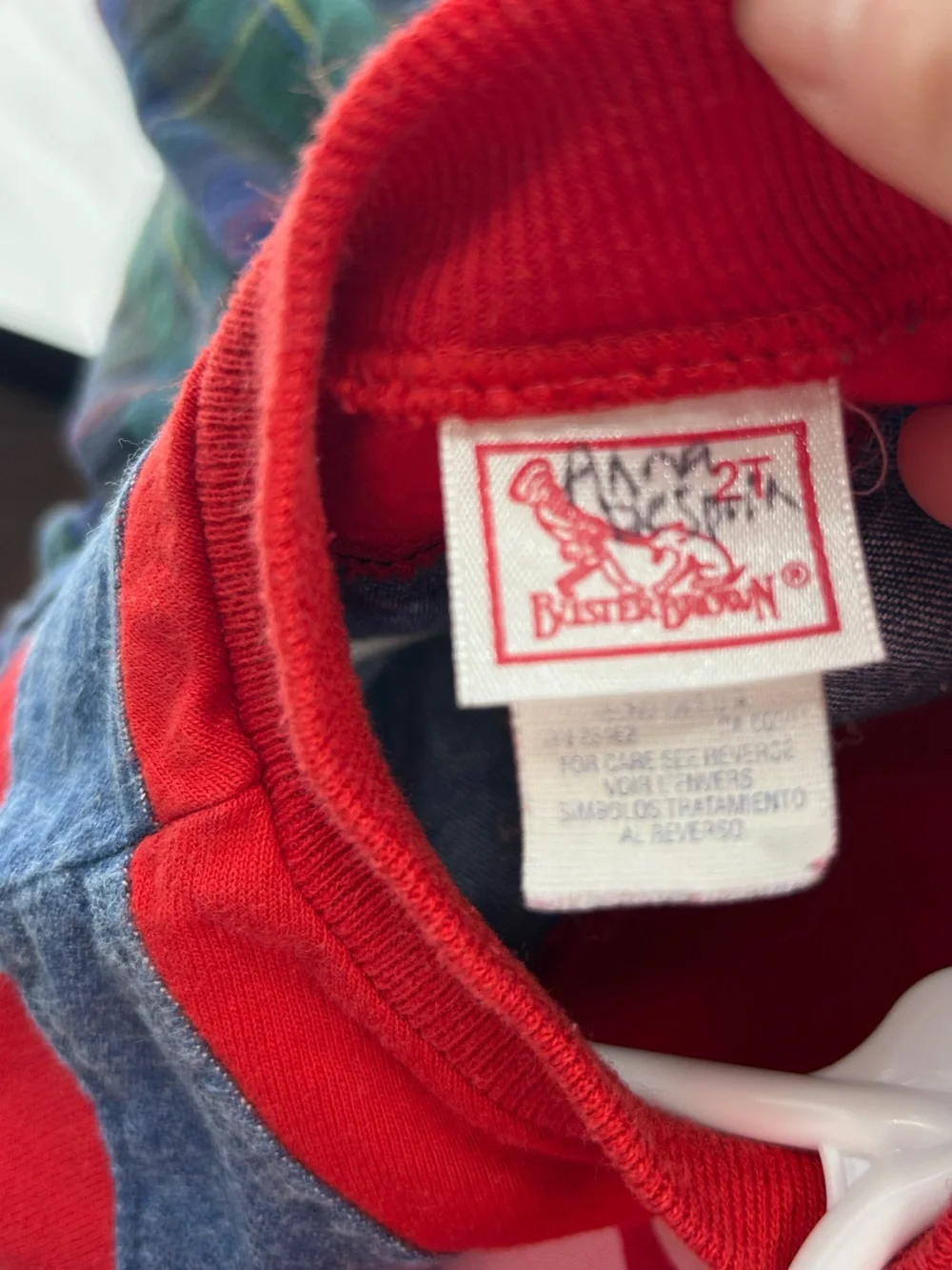 Buster Brown Vintage Babygirl Denim Shirt/Dress w/ ABC and Apple Embroidery - 2T